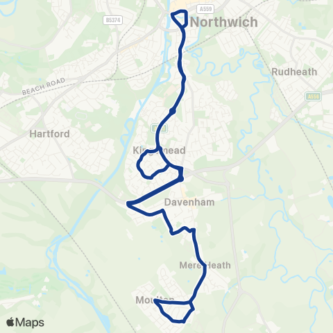 Warrington's Own Buses  map