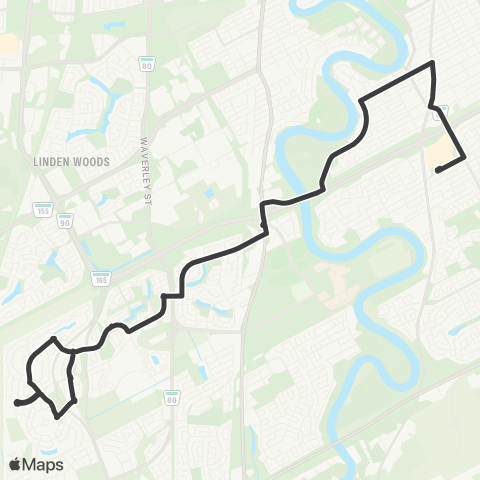 Winnipeg Transit Bridgwater / River Road map