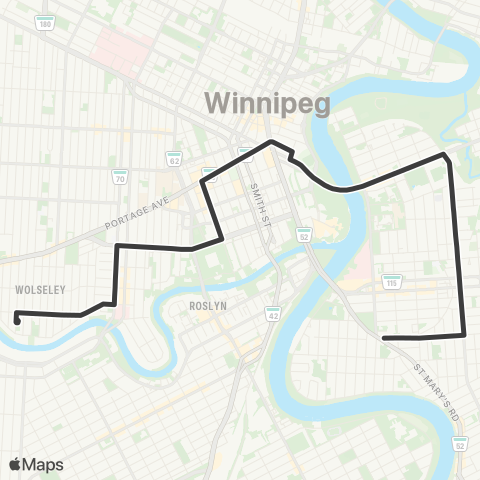 Winnipeg Transit St. Boniface-West Broadway map