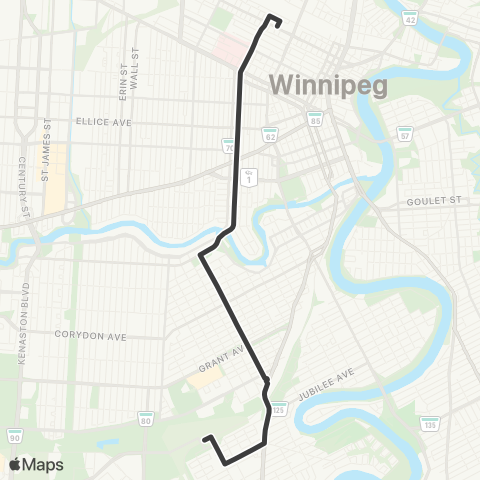 Winnipeg Transit Sherbrook - Stafford map