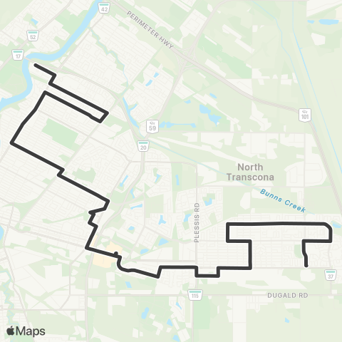 Winnipeg Transit Kildonan Place - Whellams Lane map