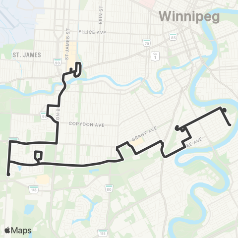 Winnipeg Transit Tuxedo - Riverview map