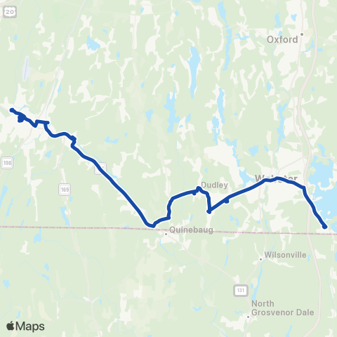 WRTA Webster-Dudley-Southbridge Shuttle map