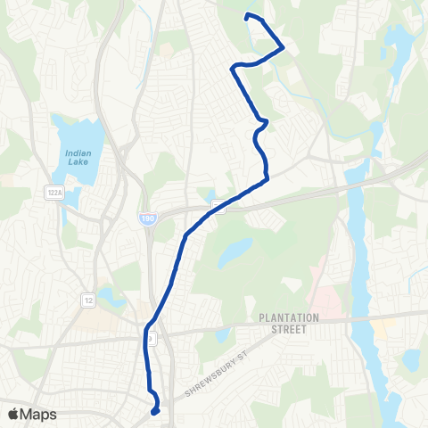 WRTA East Mountain Street via Lincoln St map