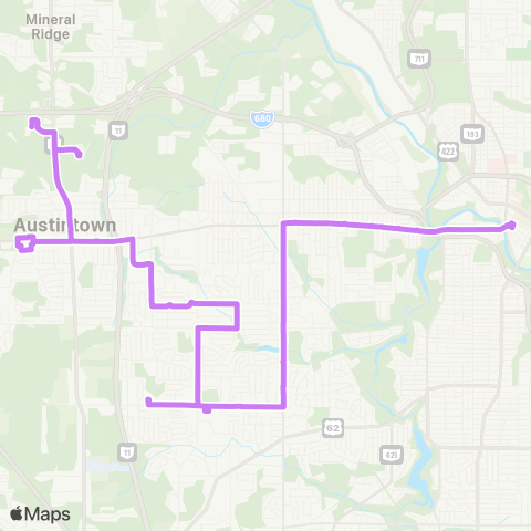 WRTA Austintown Loop map