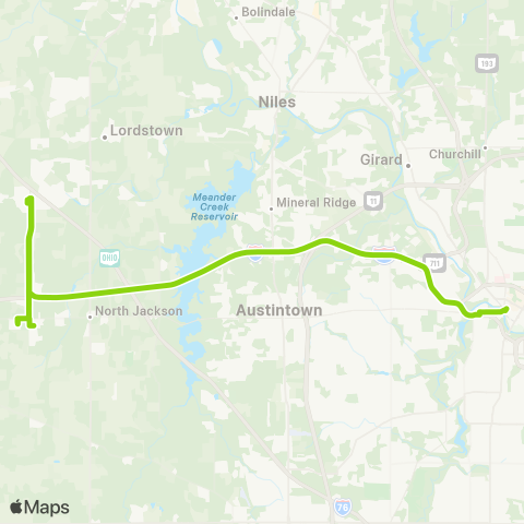 WRTA Lordstown Express map