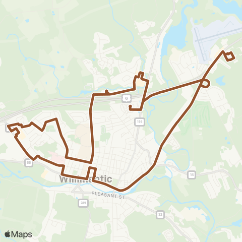 WRTD (Windham Region Transit District) Willimantic East map