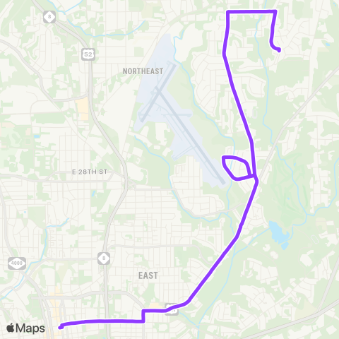 Winston-Salem Transit Authority Oak Ridge  Rd - New Walkertown Rd - Carver Sch Rd map