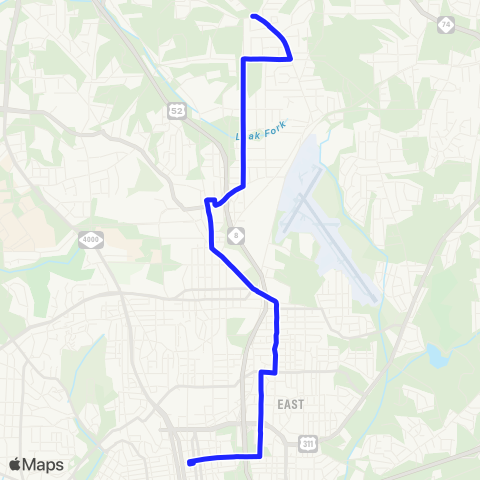 Winston-Salem Transit Authority Oak Summit Rd - DSS - Patterson Rd map