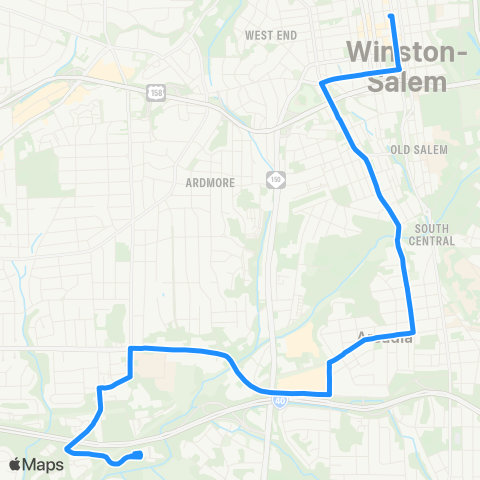 Winston-Salem Transit Authority Salem Crest Apts - Broad St - FTCC Main Campus map