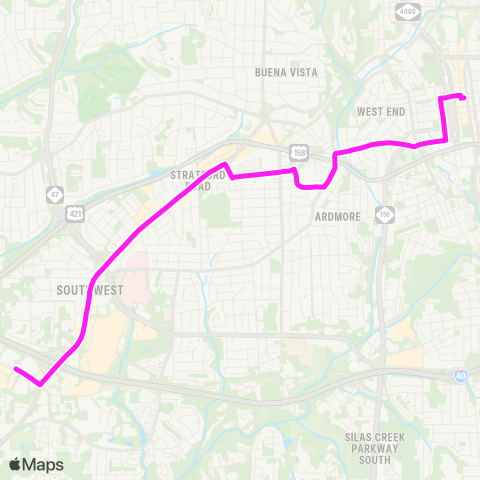 Winston-Salem Transit Authority Hanes Mall Rd - Baptist Hosp - Stratford map