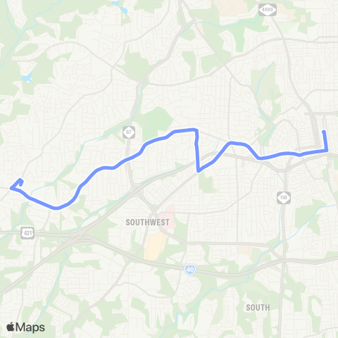 Winston-Salem Transit Authority Peace Haven - Country Club - Vinegar Hill map