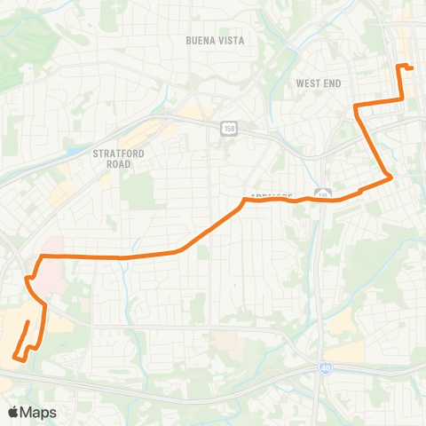 Winston-Salem Transit Authority Hanes Mall - Academy Rd map