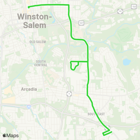 Winston-Salem Transit Authority Louise Rd - WSSU - Thomasville Rd map