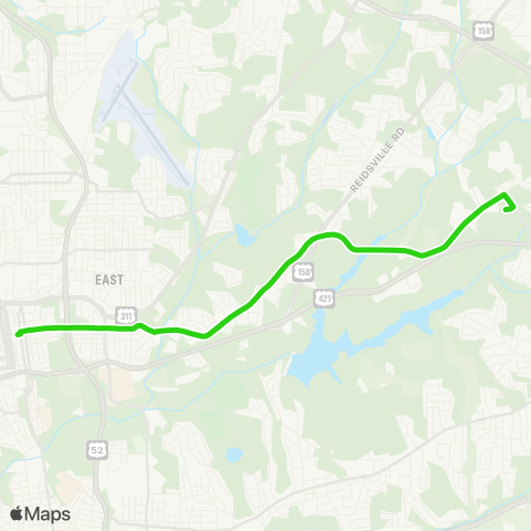 Winston-Salem Transit Authority East Forsyth HS - Old Greensboro Rd map