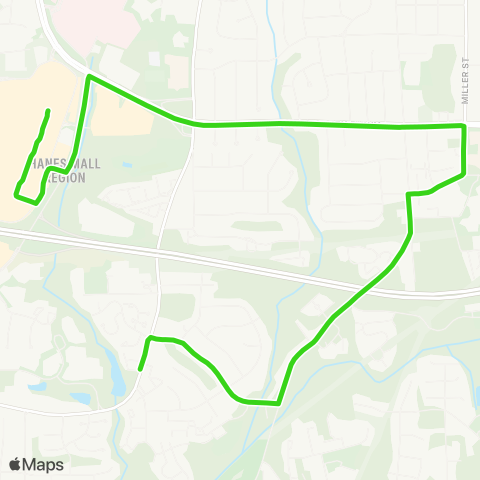 Winston-Salem Transit Authority Hanes Mall East Circulator map