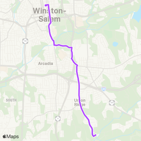 Winston-Salem Transit Authority Teague Rd - Old Salem - Old Lexington map