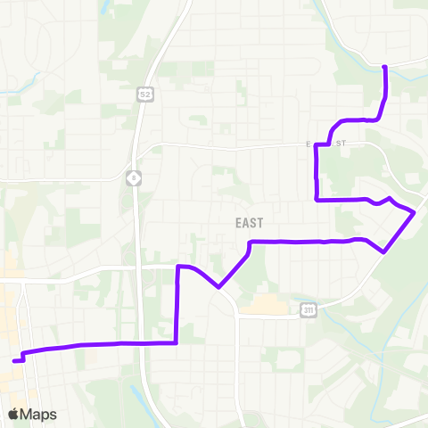 Winston-Salem Transit Authority DSS - East Loop map