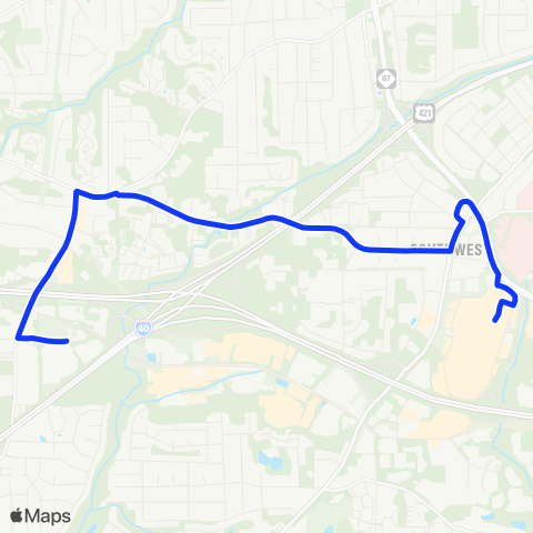 Winston-Salem Transit Authority Hanes Mall West Circulator map