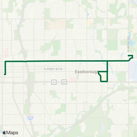 Wichita Transit Textron at Bch / Minneha Elem Sch / E Central / Wesley Medical Ctr / Towne E Mall map