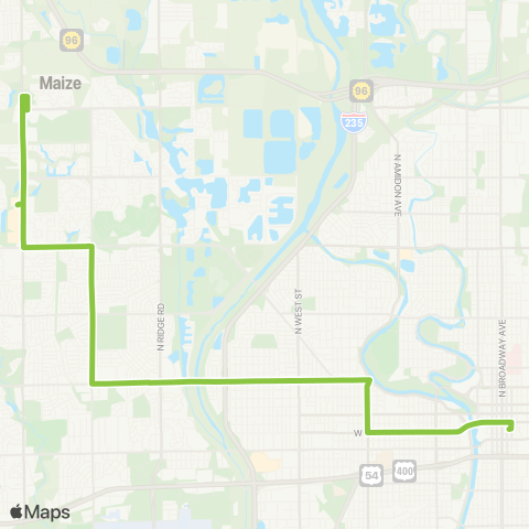 Wichita Transit W Douglas / Central / Tyler / NewMarket Square map