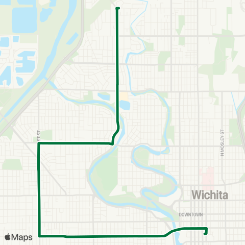 Wichita Transit W Douglas / W St / 13th St / Twin Lakes / Pleasant Val MS map