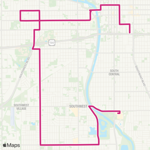 Wichita Transit W Douglas / Newman Univ / Meridian / ILRC / Arc of Sedgwick Cty / Pawnee Plaza​ map