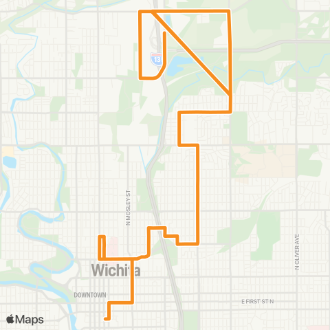 Wichita Transit Washington / KU Medical Ctr / N Grove / 25th St / WSU map