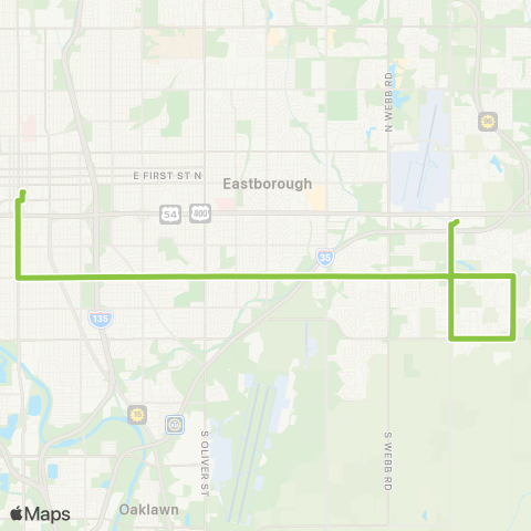 Wichita Transit S Bway / E Harry / SE HS / E Kellogg map