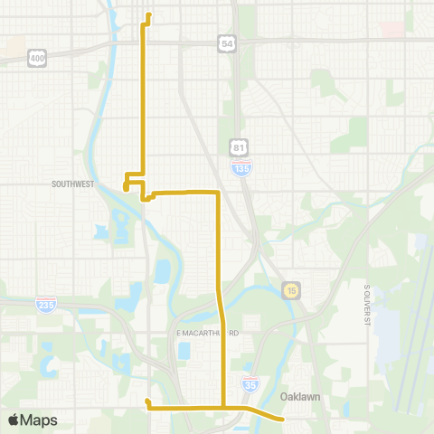 Wichita Transit S Bway / Pawnee Plaza / S Hydraulic / 47th St map