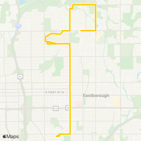 Wichita Transit WSU / Oliver St / WSU South map