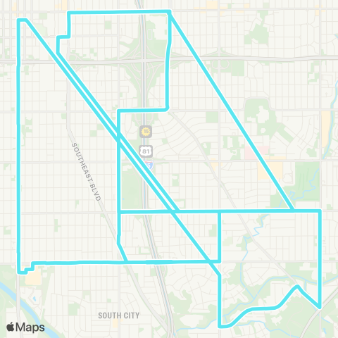 Wichita Transit East High School map