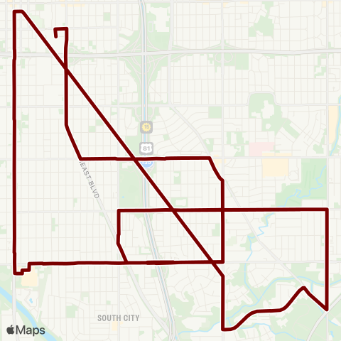 Wichita Transit Mead Middle map