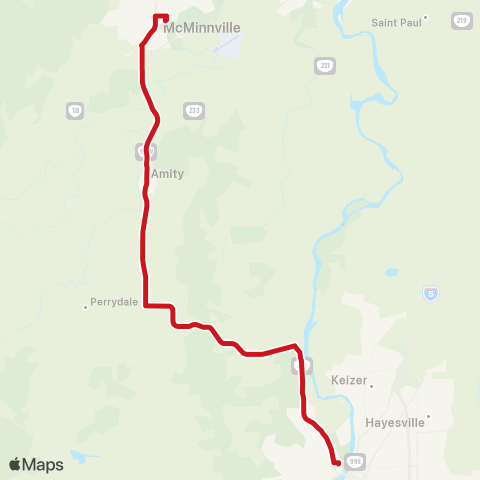 Yamhill County Transit McMinnville - West Salem map