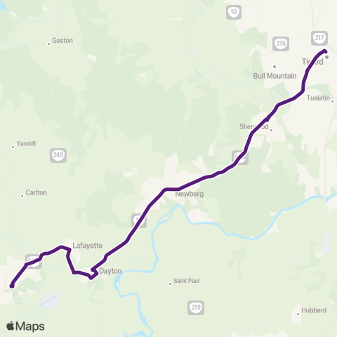 Yamhill County Transit McMinnville - Tigard map