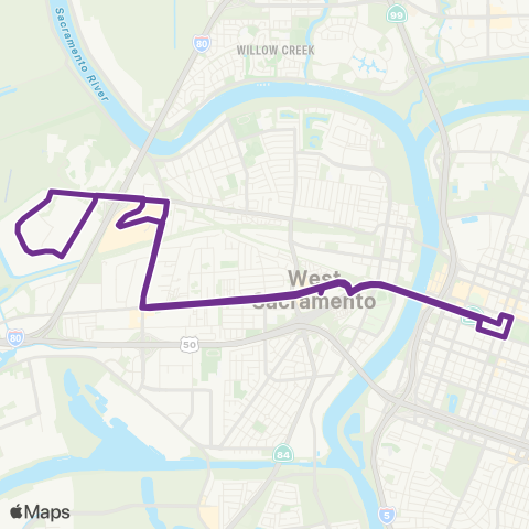 Yolobus West Sacramento Shuttle map