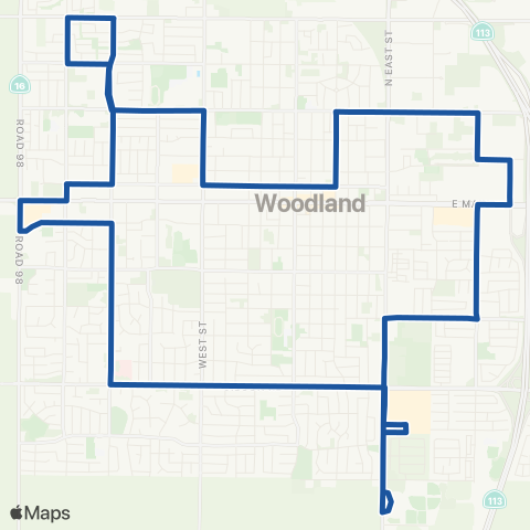 Yolobus West Woodland Local map