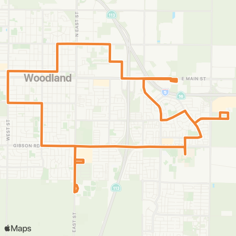 Yolobus East Woodland Local map