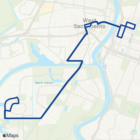 Yolobus Southport to Downtown map