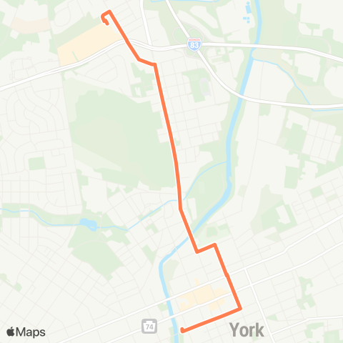 rabbittransit York/Adams North York via N George St map