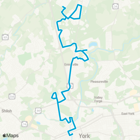 rabbittransit York/Adams HACC / Manchester Ind Park map