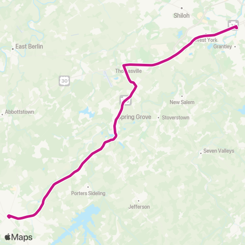 rabbittransit York/Adams York to Hanover map