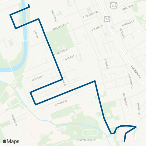 rabbittransit York/Adams York Hospital via Pershing map