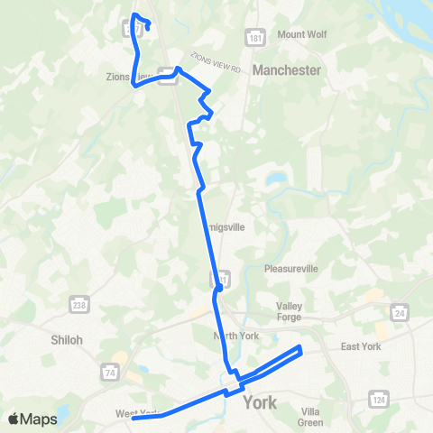 rabbittransit York/Adams Industrial Park Shuttle map