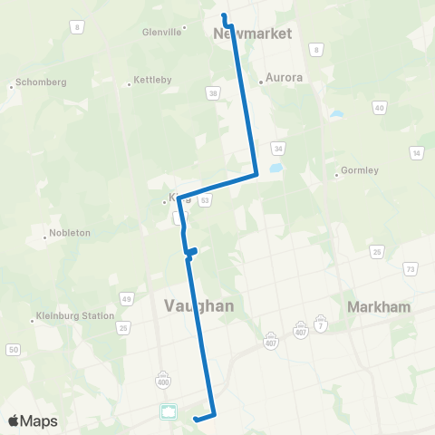 YRT Keele - Yonge map