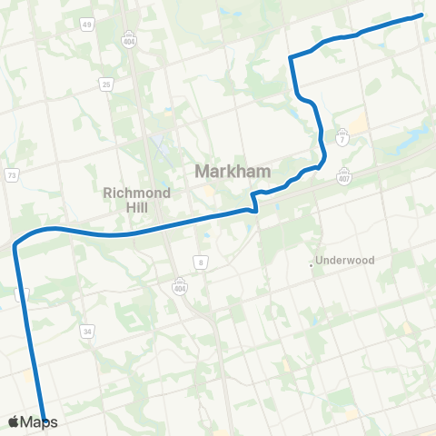 YRT Mount Joy Express map