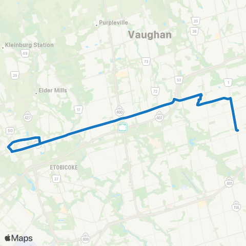 YRT Highway 7 map