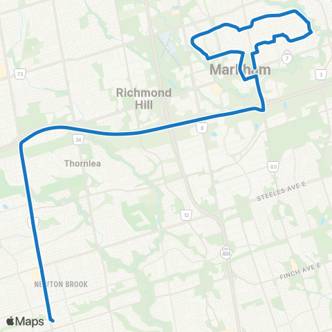 YRT Unionville Express map