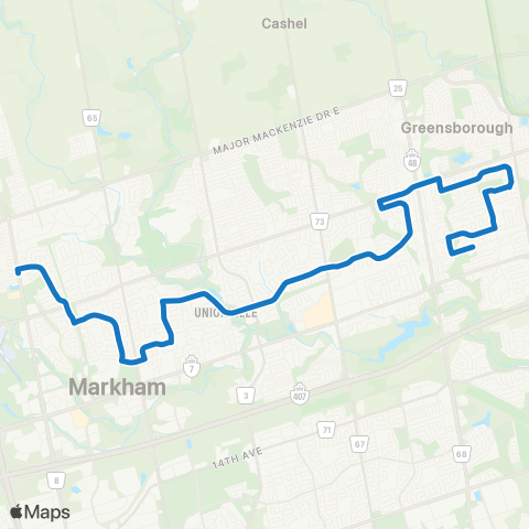 York Region Schools Markham District SS via Carlton map