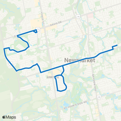 York Region Schools Newmarket SS via Savage map